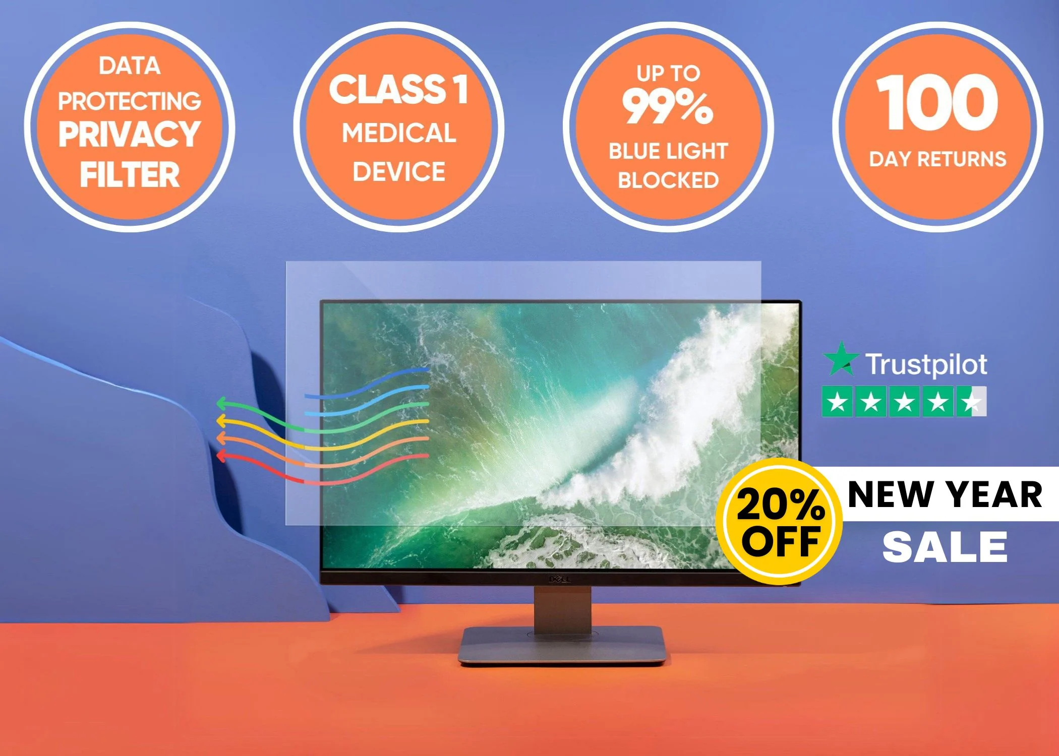 Anti blue light screen protector for laptops, monitors and PCs - Image 56