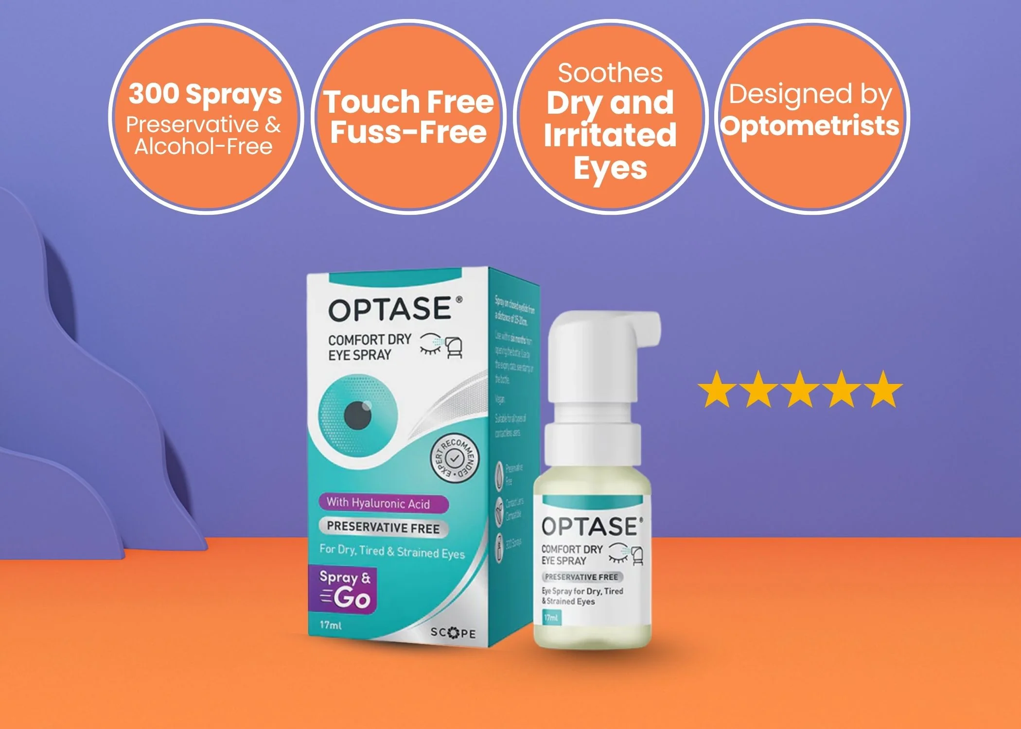 Optase Comfort Dry Eye Spray - Instant Relief for Dry, Tired, Irritated Eyes - 300 Sprays (17ml)